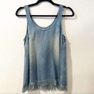 Anthropologie Tina & Jo Chambray Raw Hem Tank Top